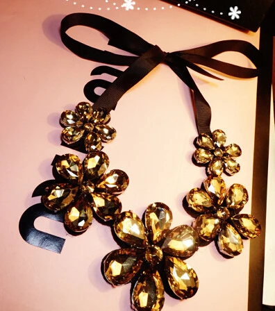 Fashion large luxurious shining floral collar choker necklace Wholesale European fashion jewelry 2014 Decoration with ribbon | Украшения и