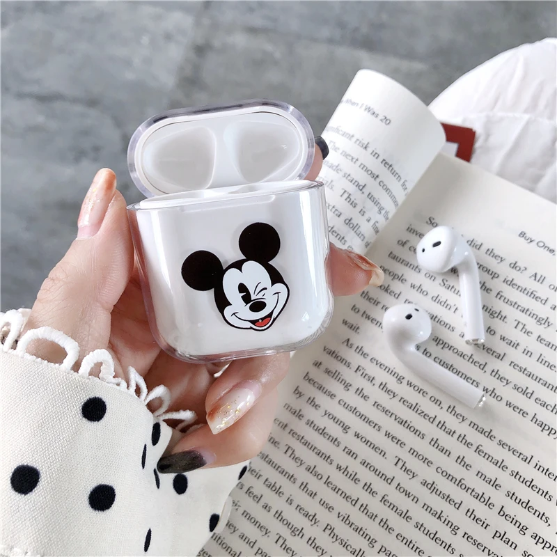 Милый мультяшный прозрачный чехол из поликарбоната для Airpods 2, беспроводная Защитная крышка для наушников, Противоударная коробка для Apple Air Pods, чехол для наушников