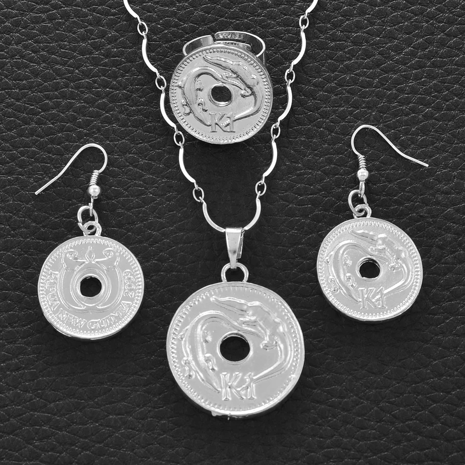 Anniyo Bright Silver Color K1 Necklaces Earrings Ring Women Papua New Guinea Jewellery PNG Style Gifts #085906B | Украшения и