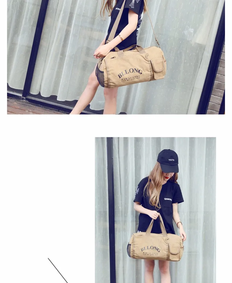 Парусиновая спортивная сумка на одно плечо дорожная водонепроницаемая для