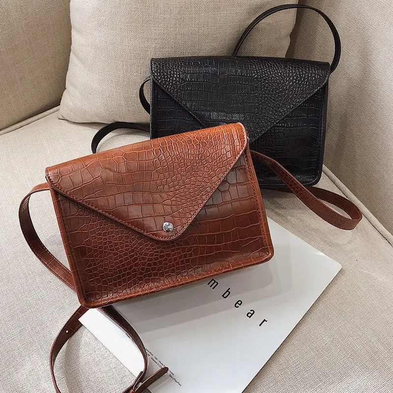 2019 модная маленькая квадратная сумка с крокодиловым узором Новая