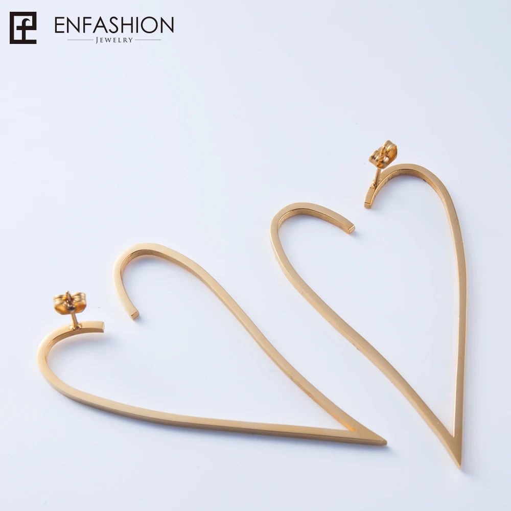 Женские серьги подвески из нержавеющей стали золотистого цвета|earrings for|big heart
