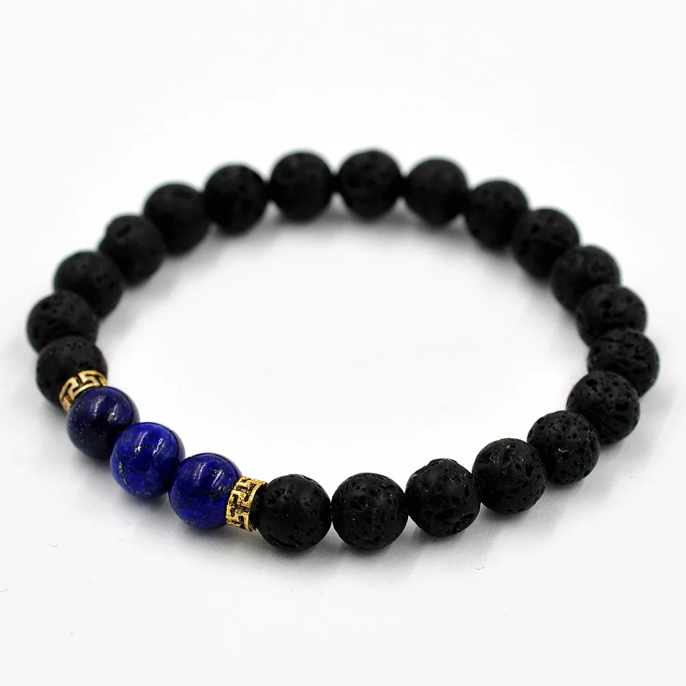 Hot Lava Stone Beads Natural Bracelet Men Jewelry Baldric Hand Strings Energy High Quality Simple Atmosphere | Тематическая одежда