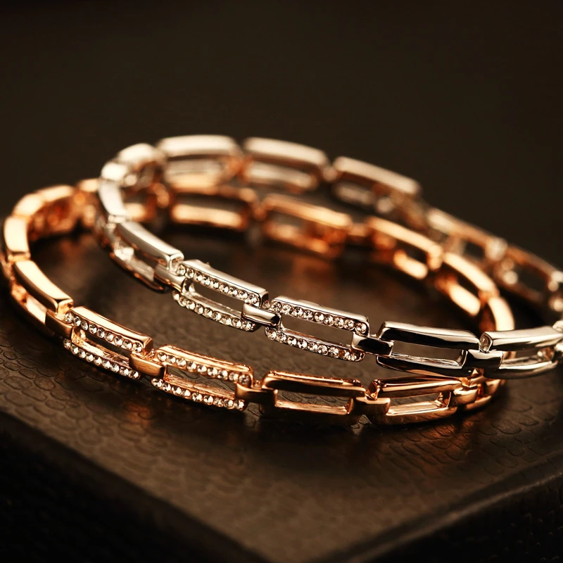 NAWEILY Роскошные простые Стразы Браслеты золотого и серебряного цвета полые