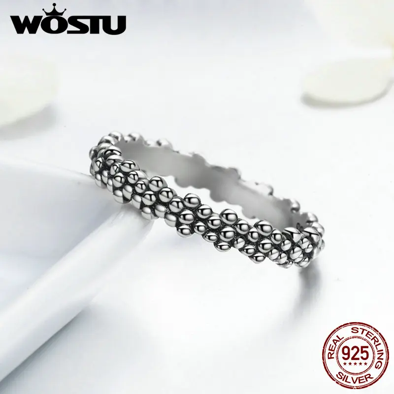 WOSTU, подлинные 925 пробы, серебряные, винтажные ромашки, стекируемые кольца для женщин, модные S925 серебряные ювелирные изделия, подарок XCH7628