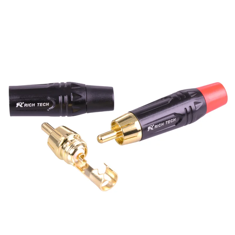 100 шт./50 пар медь RCA Plug терминалы Позолоченный разъем аудио видео адаптер паяный разъем провода