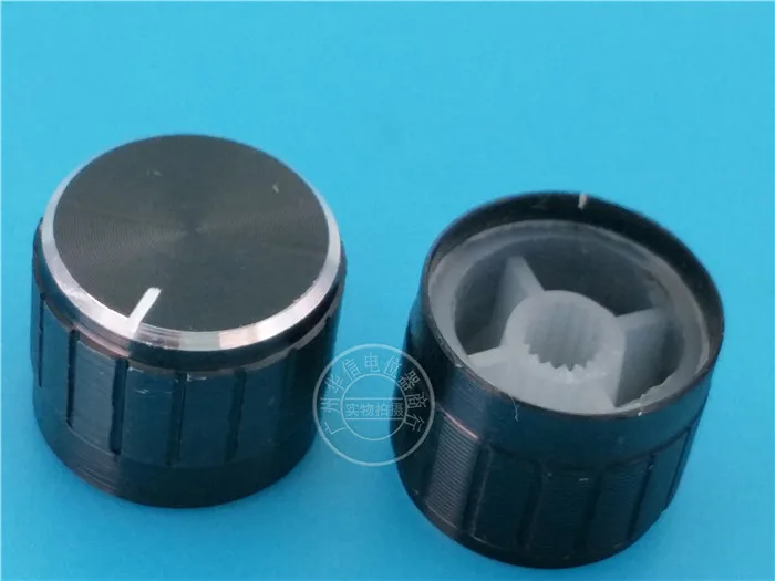 

50pcs aperture of 6mm aluminum potentiometer knob switch / volume knob cap 21 * 17mm black gold