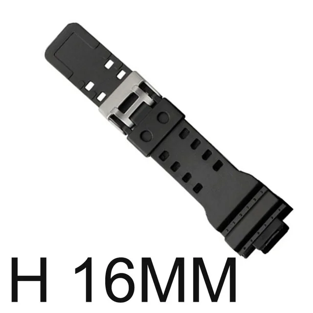 H 16mm Ремешок для часов силиконовый резиновый ремешок для мужчин спортивный дайвинг черный ремешок для CASIO заменить электронные наручные часы ремень аксессуары для часов - Цвет ремешка: H 16mm