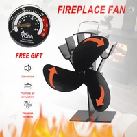 3 blade black thermal power furnace fan evenly distributed heat wood log burner fireplace harmless fireplace fan