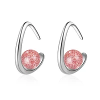 new simple ear hook powder crystal silver plated jewelry fashion exquisite strawberry ball two colors earrings xze273