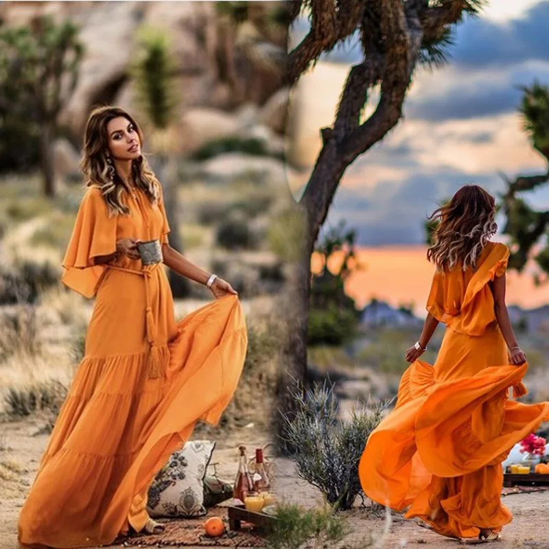 Женское платье с короткими рукавами длинное повседневное шифоновое макси в