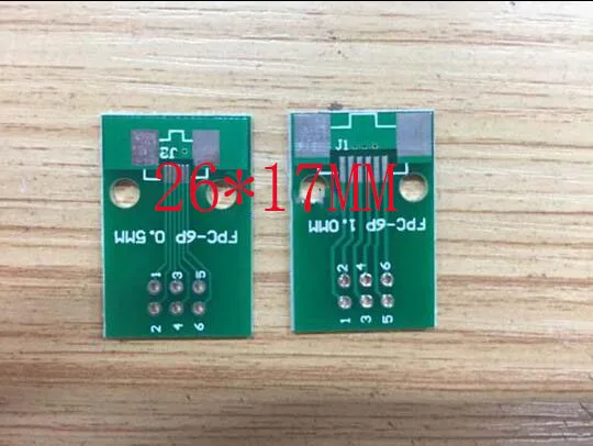 

free shipping 100PC FPC 6PIN adapter board FFC to switch 2.54 TFT LCD board 1mm 0.5mm pitch PCB double sided