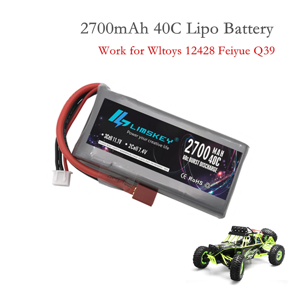 Аккумулятор Lipo Limskey 2S 7 4 В 2700 мАч 40C Max 60C для Wltoys 12428 12423 1:12 запасные части