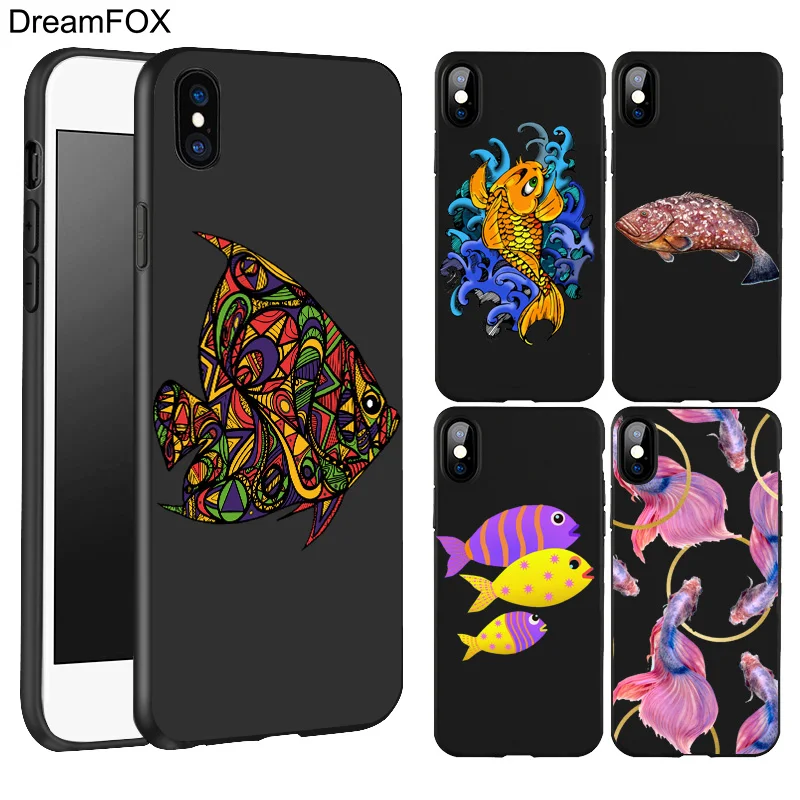 DREAMFOX K294 рыба черный мягкий силиконовый чехол из ТПУ для Apple iPhone XR XS Max X 8 7 6 S плюс 5 5S