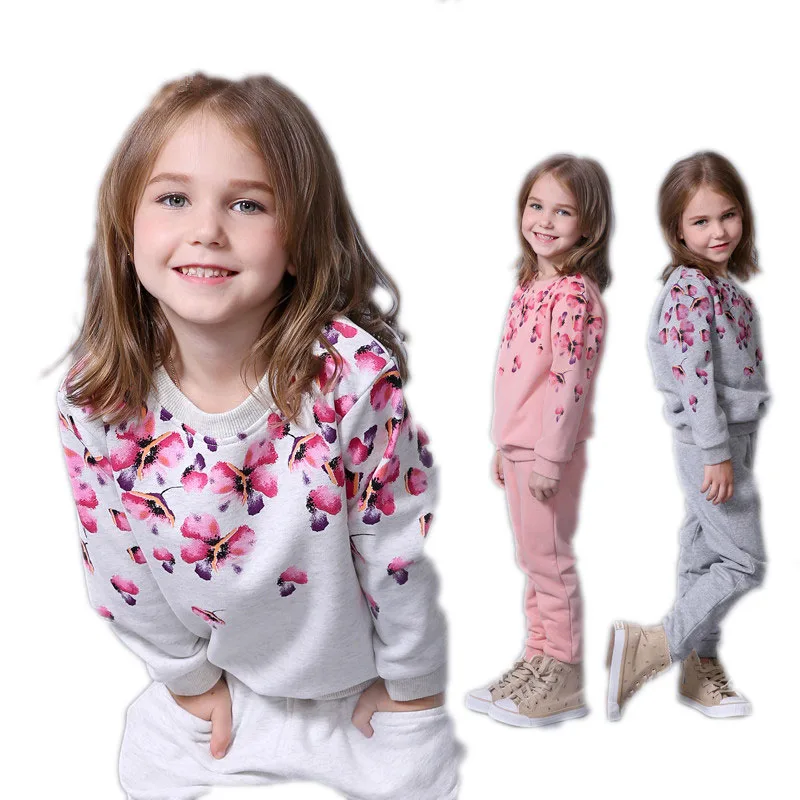 Демисезонный комплект одежды для девочек детский костюм с цветочным рисунком