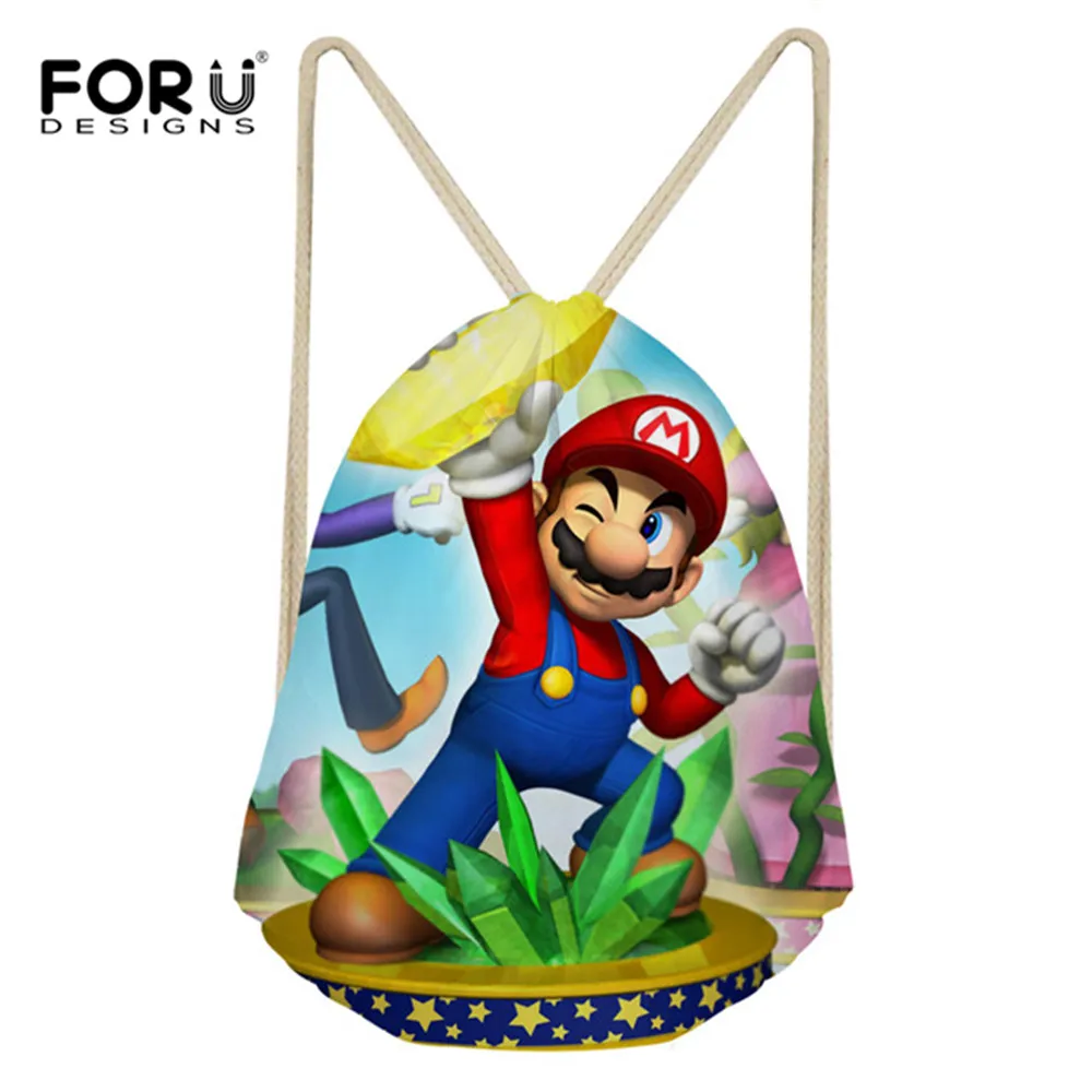 FORUDESIGNS/ мультяшный маленький рюкзак с принтом Супер Марио для женщин и мальчиков; Повседневная Дорожная сумка на шнурке для детей; сумка для мальчиков-подростков - Color: HMB372Z3