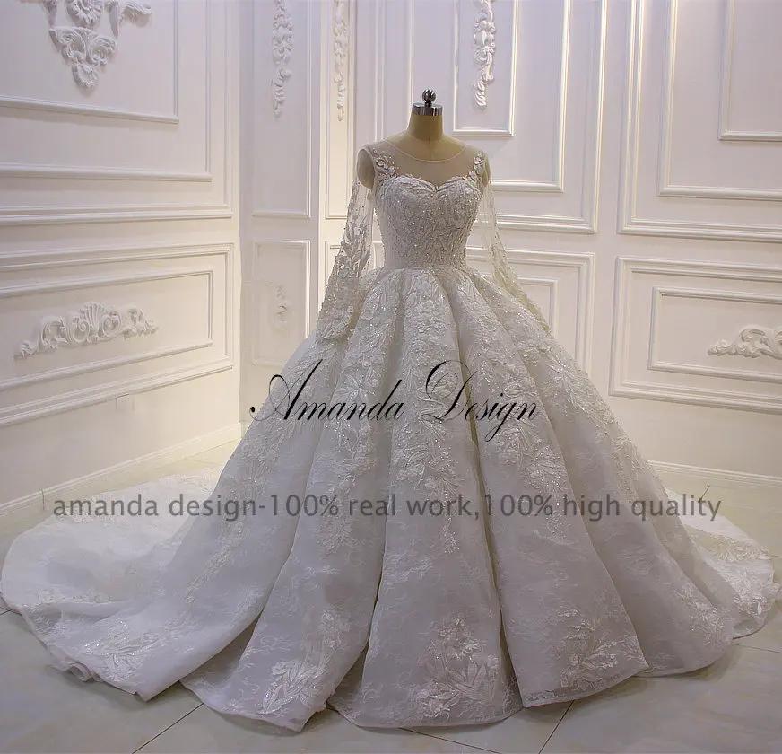 Аманда дизайн hochzeitskleid длинный рукав кружева складочный орнамент свадебное турецкое платье