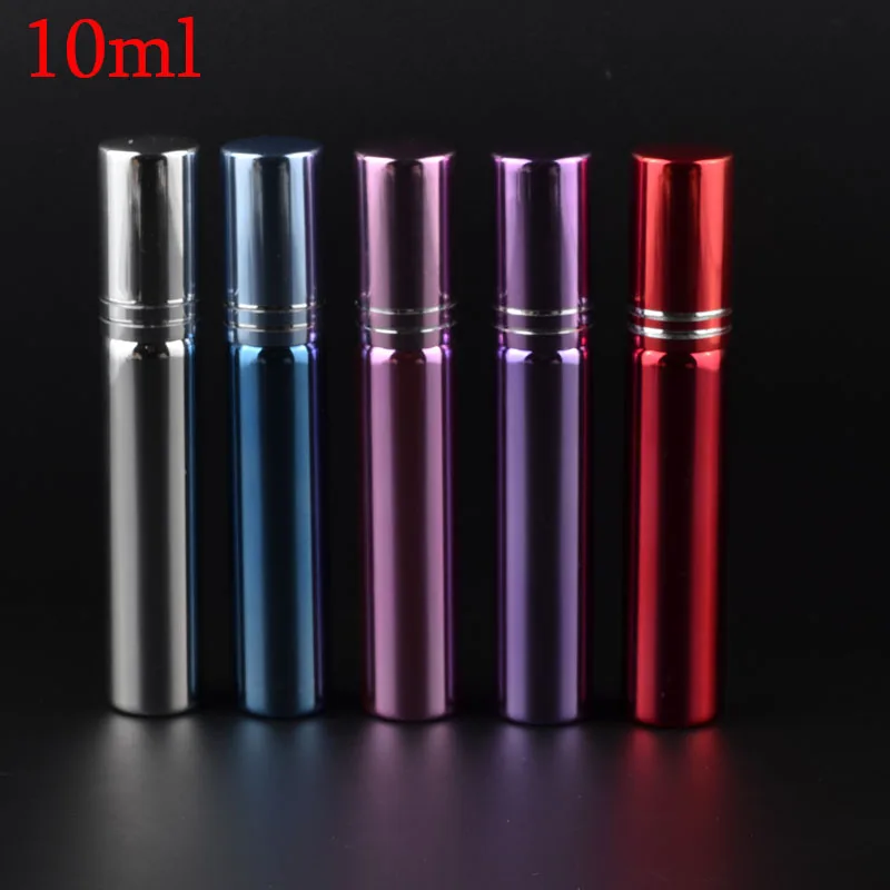 

MUB - 5PCS 10ML UV Glass Refillable Perfume Bottle With Metal Spray Empty Case Perfume Bottles Atomizer Glass Perfume Bottles