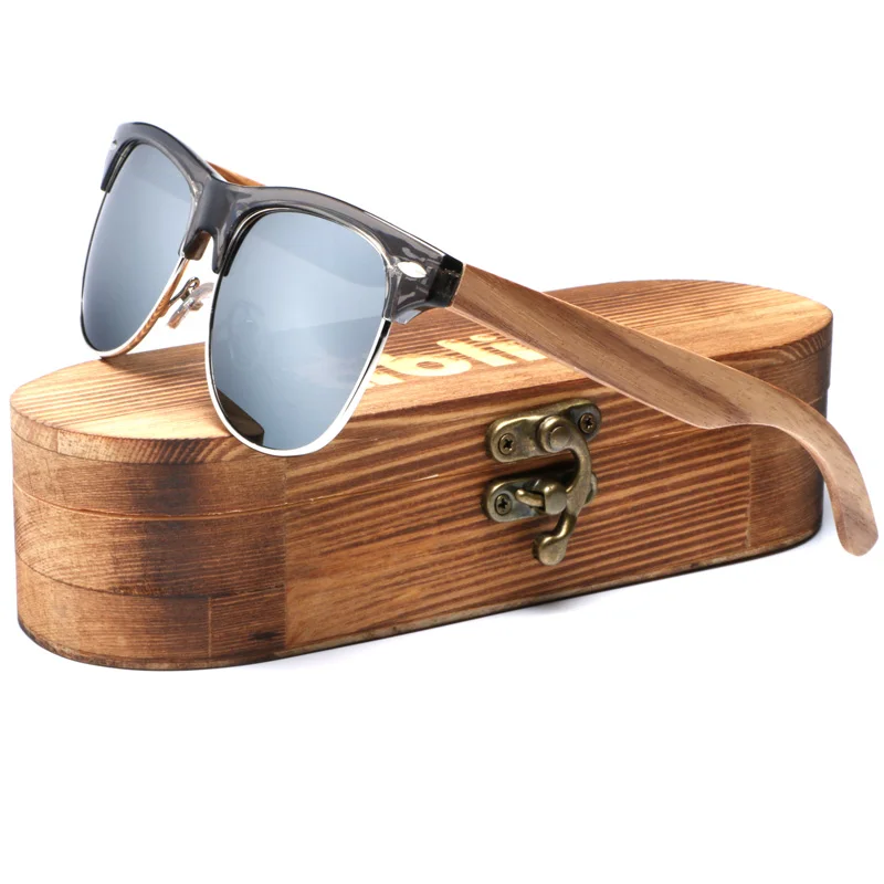 

Ablibi Classic Rimless Mens Polarized Wood Sunglasses for Men & Women with 100% UV Blocking, HD Lenses in Wood Box