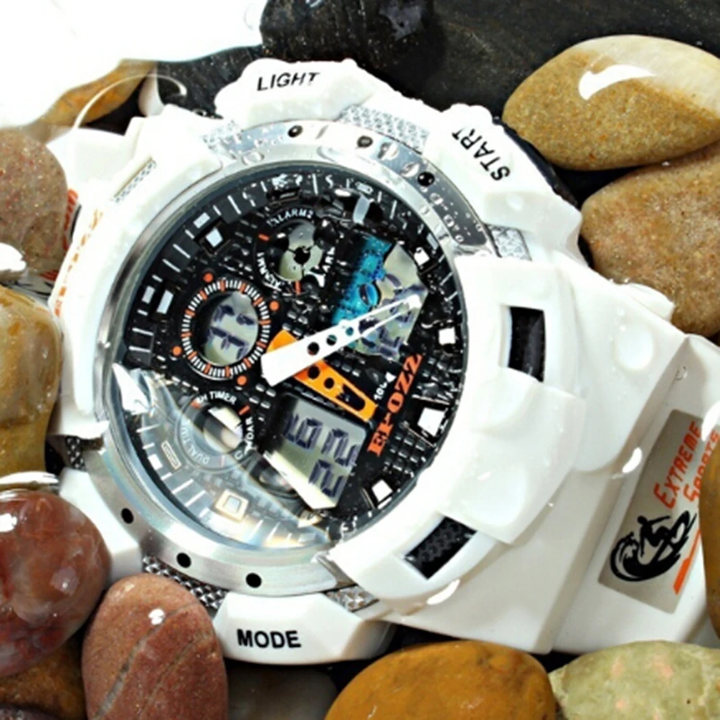 Chigu Quartz Smart Watch100m Men 3 Colors Dual Display Waterproof Watch Alarm Clock Outdoor Sport Modern | Электроника