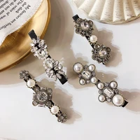 new hair accessories vintage crystal flower simulated pearl cross barrettes hair clips pins korean fashion hairgrips gift h6530