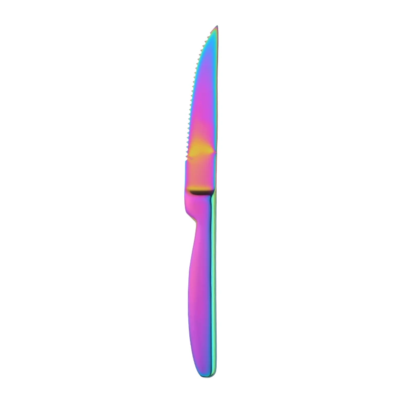 Rainbow-4 Pcs 4 шт., столовый нож для стейка, 18/10 нержавеющая сталь, золотой острый нож для мяса, рыбы, столовые приборы, посуда, красочная зеркальная полировка, OEM логотип - Цвет: Rainbow-4 Pcs