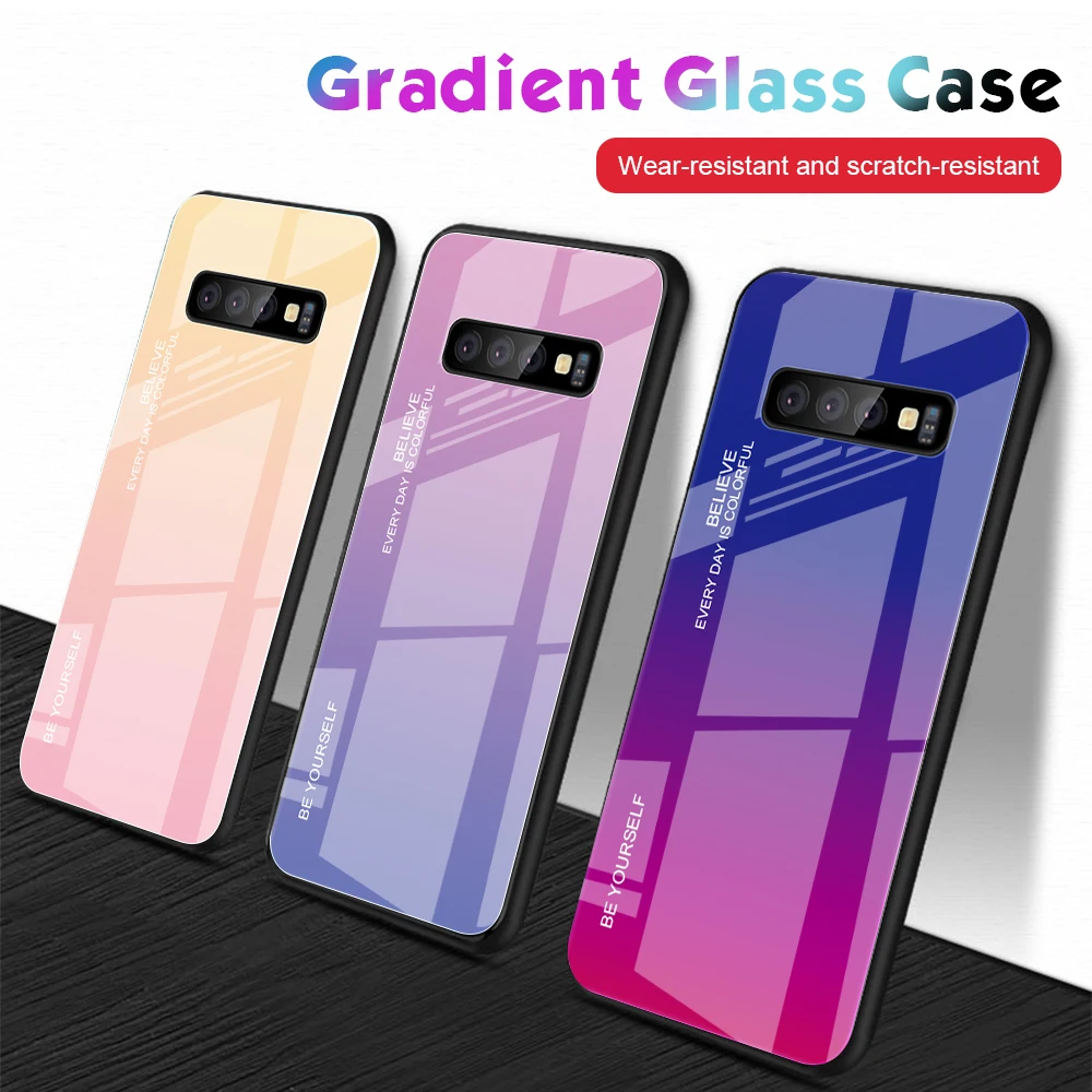 Градиентный чехол Aurora для Samsung Galaxy S10 10S G973 G973F из закаленного стекла SM-G973F SM-G973FD