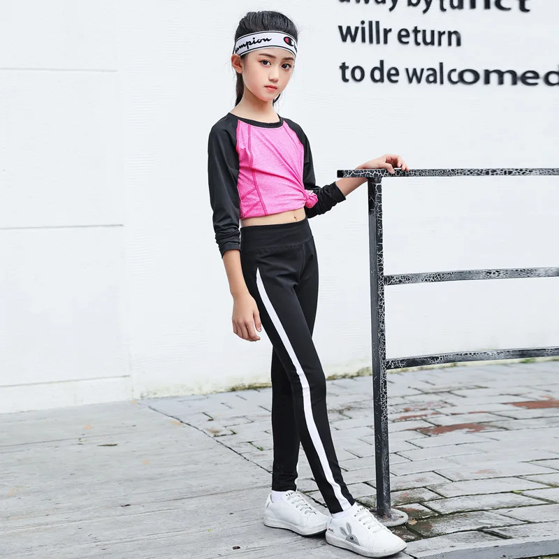 Эластичные белые штаны в полоску с высокой талией для девочек детские бега