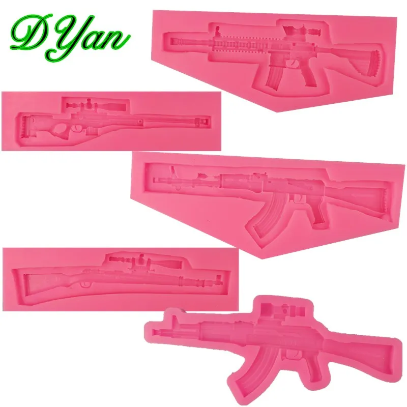 DIY пистолет AK форма помадки мыло 3D торт Силиконовая Форма Кекс желе Конфеты
