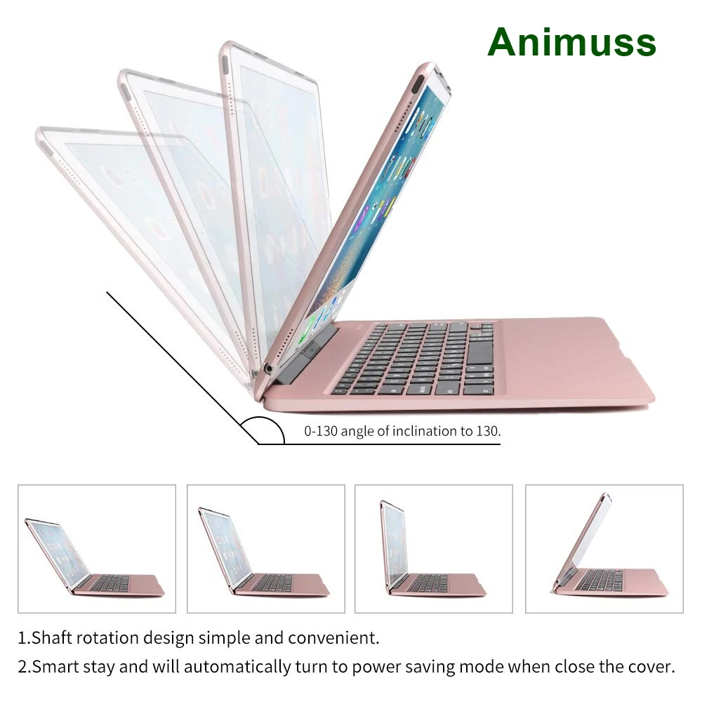 Чехол с клавиатурой для iPad Pro 12 9 2017 (2nd Gen)/2015 (1st Gen) ANIMUSS защитный ультратонкий