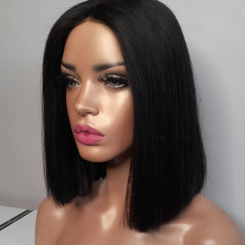 LUFFYHAIR короткий боб прямой полный парик шнурка человеческих волос бразильский Remy Боб вырезать полный парик шнурка натуральный волос для женщин
