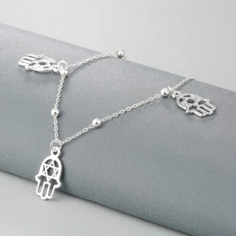 Браслет на ногу QIAMNI сексуальные бусы Fatima Hamsa Женский летняя пляжная бижутерия со