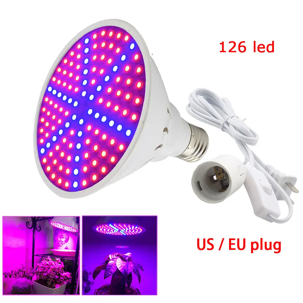 Светодиодные лампы 126Led светильник для выращивания растений лампа с адаптером питания переменного тока держатель для выращивания цветов для комнатной теплицы