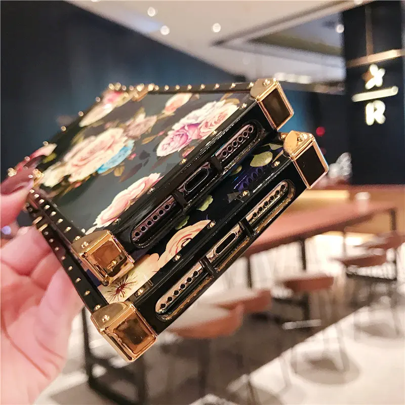 Роскошный противоударный квадратный чехол для телефона с рисунком пиона iPhone 12 Mini