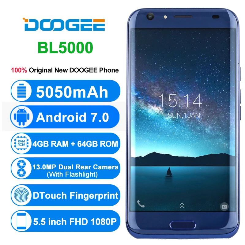 Оригинал DOOGEE BL5000 4G мобильный телефоны android 7 0 B + 6 восьмиядерный смартфон 1080 P