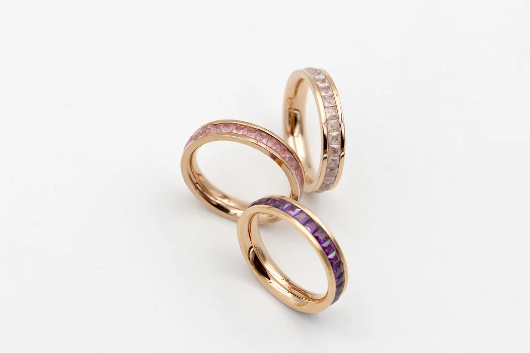 Новые модные товары 9 мм кольцо из нержавеющей стали золотого цвета для женщин