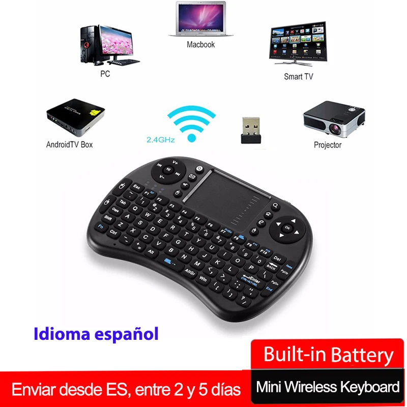 Mini Wireless Keyboard with Russian English Hebrew Spanish Air Mouse 92 keys USB +Touchpad For Android TV BOX PC Laptop | Компьютеры и