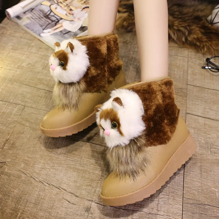 2017 новый зимний снег сапоги женские низкие ботинки снега теплый помощь волосы