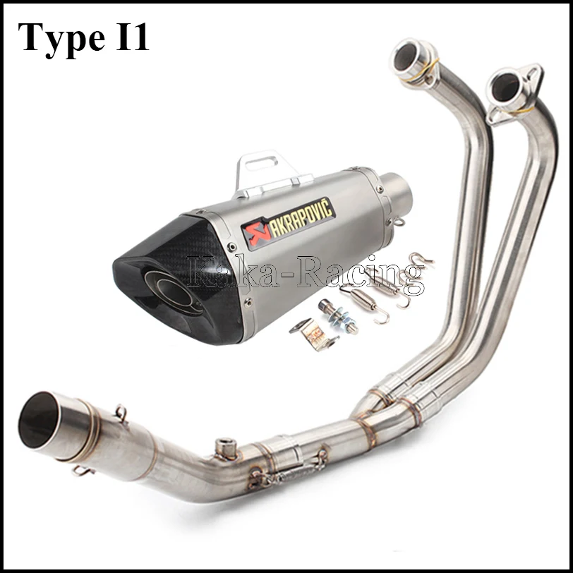 Type I1 MT-03 MT03 мотоцикл Akrapovic глушитель выхлопной трубы полная система скольжения Передняя средняя труба для Yamaha R3 YZF R25 - Цвет: Type I1