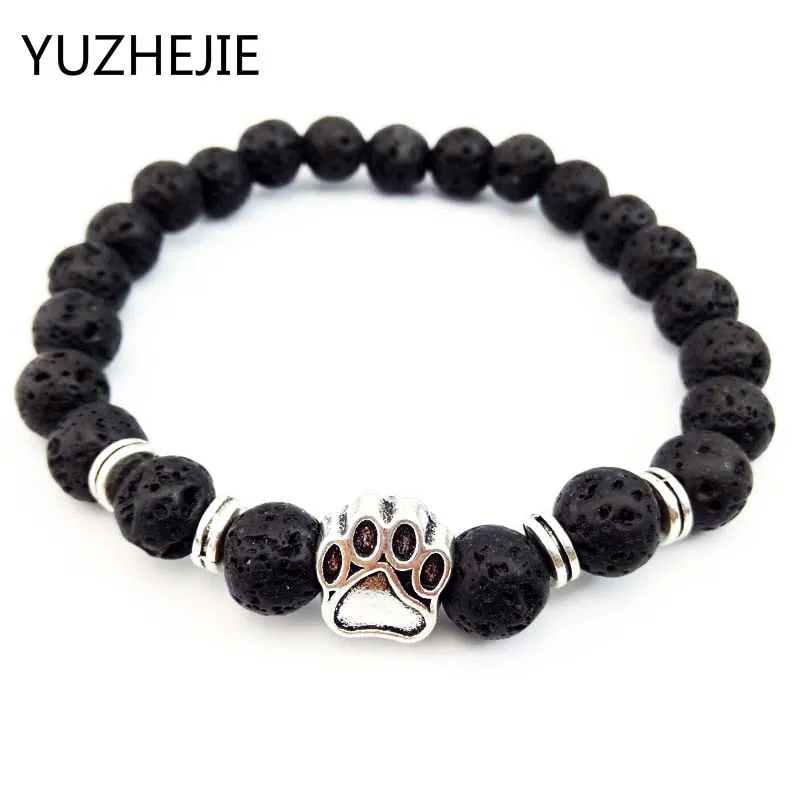 YUZHEJIE 2018 Pulseras mujer The bear's paw браслет со слоном натуральный камень матовая лава