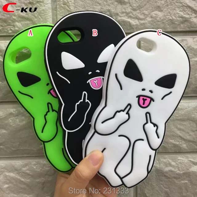 C-ku Alien 3D мультяшный мягкий чехол силикон гель для Iphone X 8 I8 7 PLUS I7 6 6S SE 5 5S милый