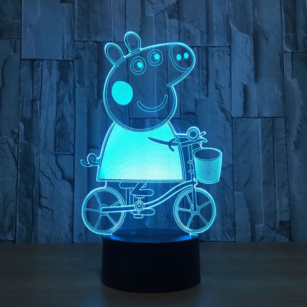 3D визуальный LED Огни ночного светильника свинья свет в ночь 7 цветов изменить