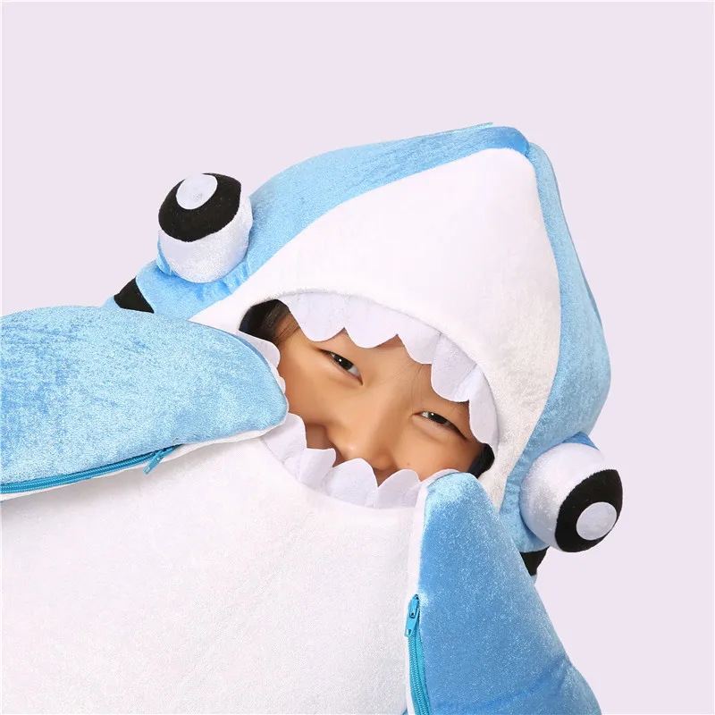 Shark Cosplay Costume Kids Adults Shark Stage Onesies Jumpsuit Clothing Halloween Costumes for Performance Props Free Shipping