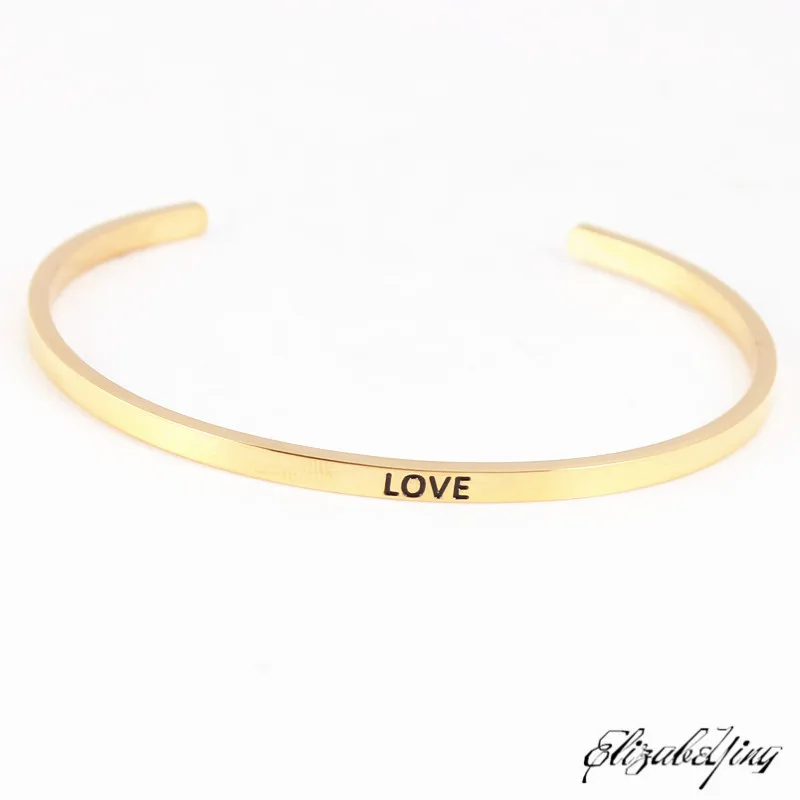 Браслет-мантра из нержавеющей стали LOVE с гравировкой вдохновляющий браслет