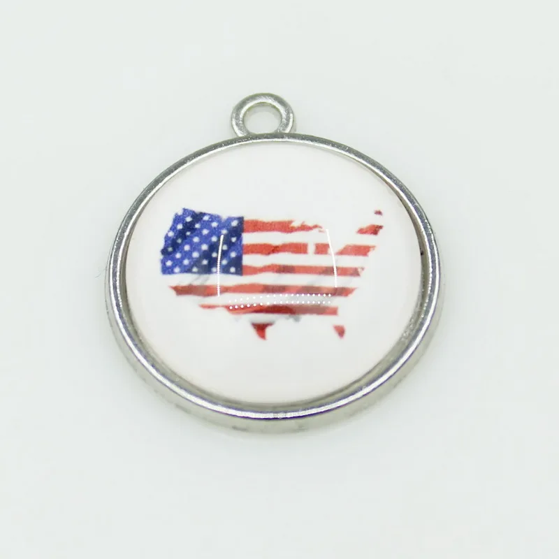 

Flag Of The United States 10pcs/lot Round Crystal Dangle Charms DIY Bracelet Necklace Pendants Jewelry Hanging Charms