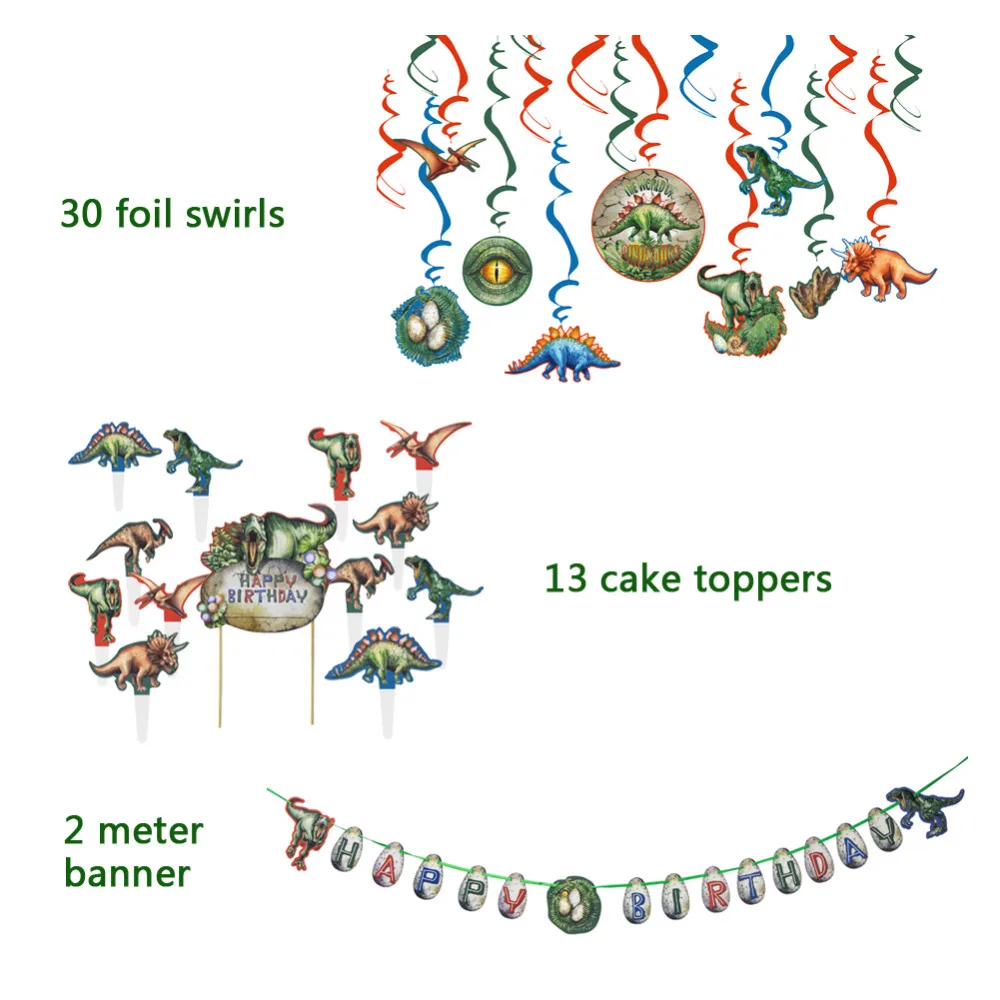 Динозавр день рождения украшение набор висячие вихревые украшения торт Топпер