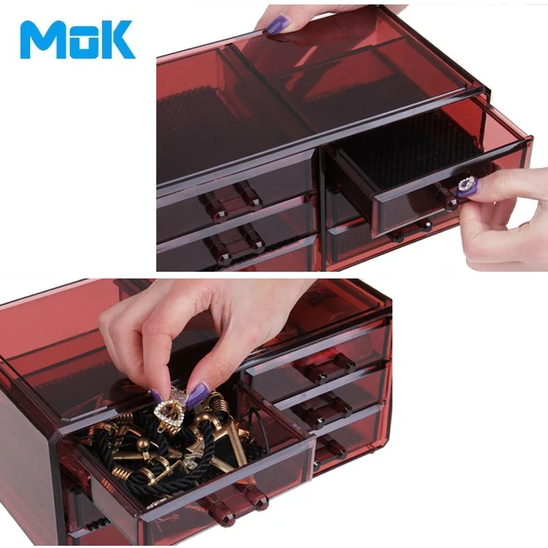 3-layer 6-Drawers Divider Rectangle Crystal Multifunctional Storage Box Makeup Organizer Plastic Rangement Maquillage 1 Set | Дом и сад