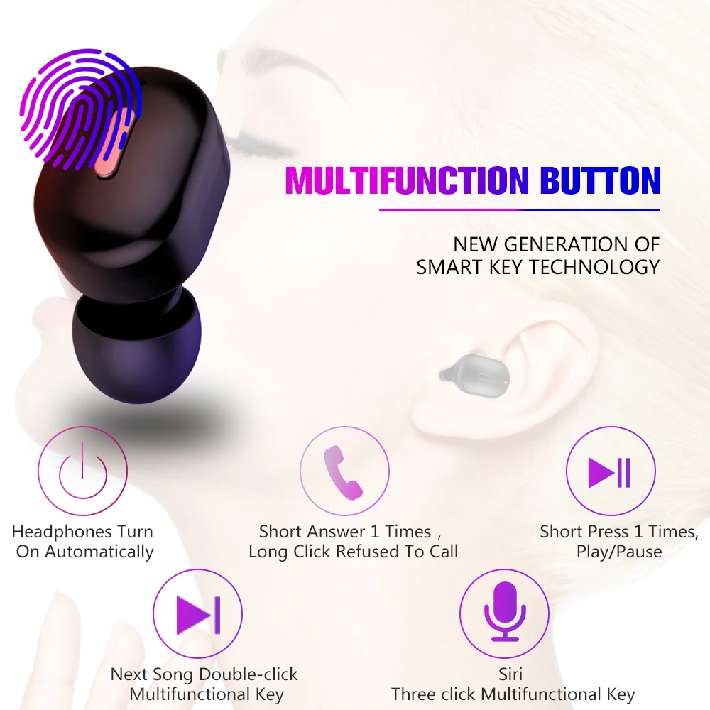 Мини беспроводные наушники Bluetooth TWS V5.0 стерео Беспроводные свободные руки