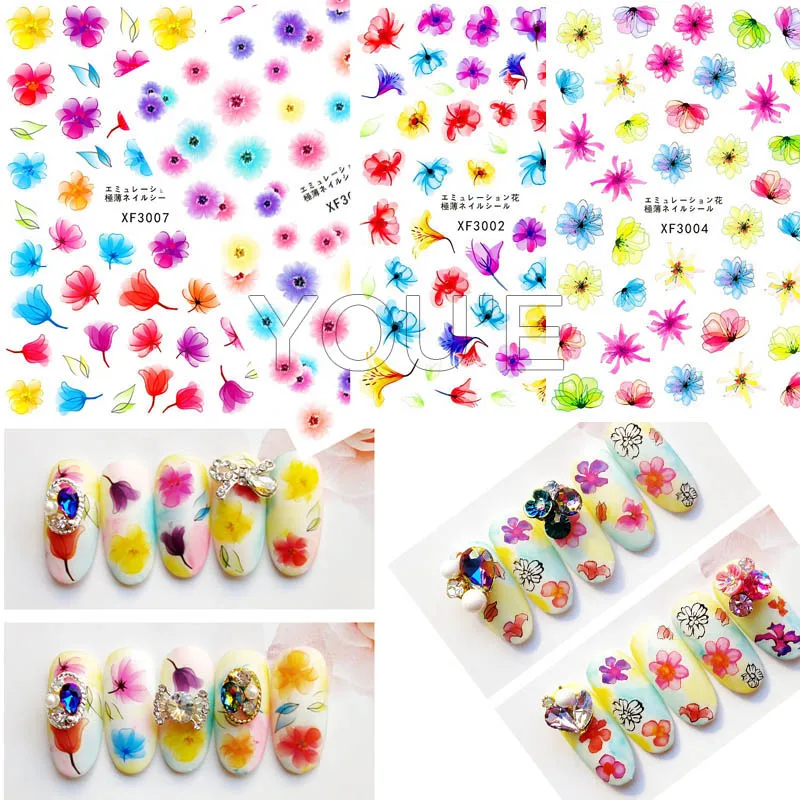 

Flower Nail Stickers Decoration Self Adhesive DIY Decals 3D Nail Art Sticker Manicure Design Nails Accessoires Transfer Nail