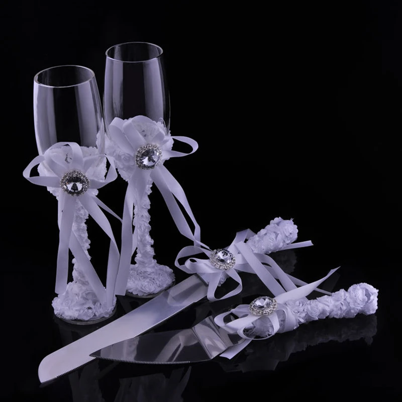 Свадебное романтическое украшение 4 шт./компл. Набор ножей и серверов для